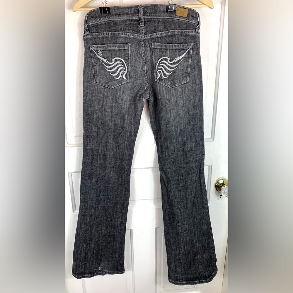 SeeThruSoul Bootcut Denim Jeans w/ Angel Wing Embroidery on Pockets - Vintage